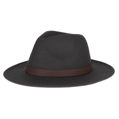 FEDORA - Fedora With Faux Leather Band And Metal Snap Back Closure
