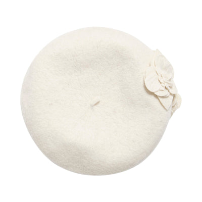 BERET - Womens Wool Beret With Flowers-One Size