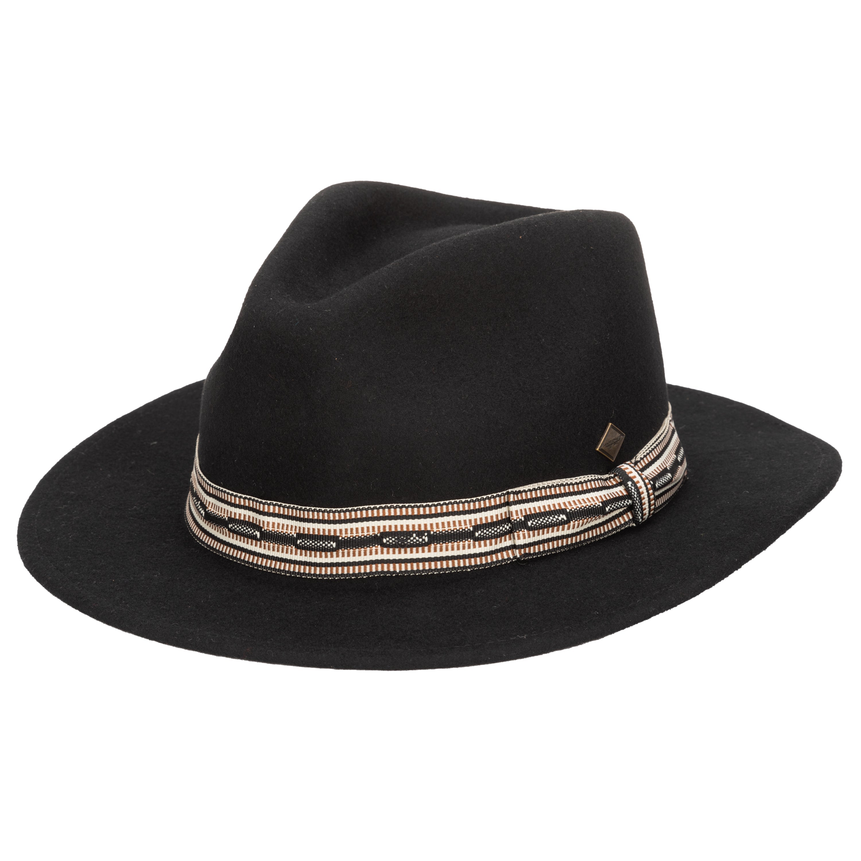 Men's Wool Felt Fedora With Multi Stripe Jacquard Band San Diego Hat