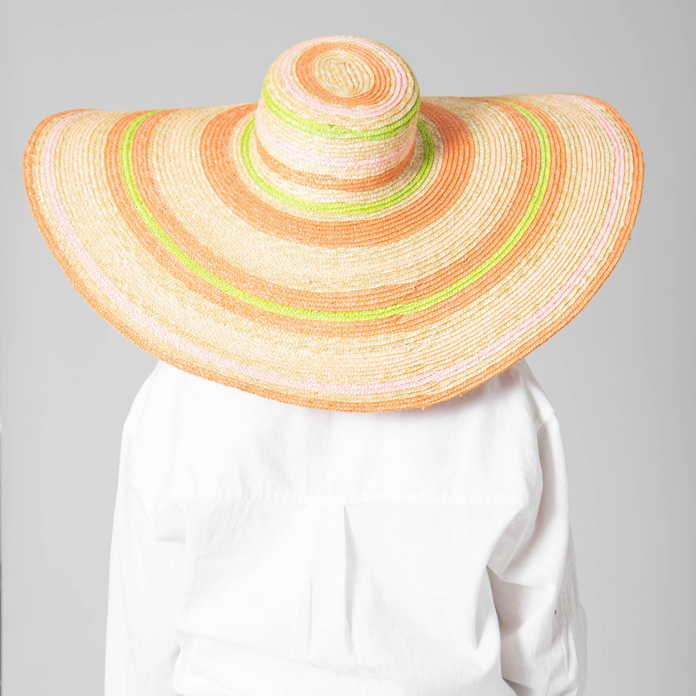 SUN BRIM - On Multi Holiday - Wheat Straw Stripe Wide Brim Sun Hat