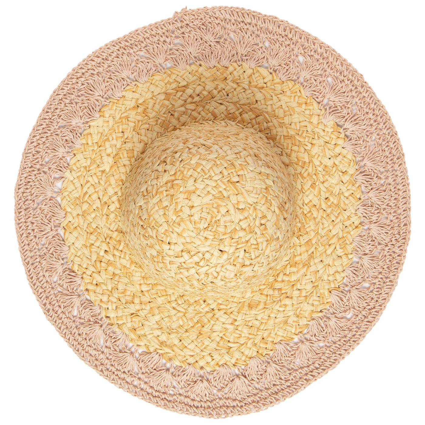SUN BRIM - Women's Paper Straw Hat With Crochet Brim (PBL3203)