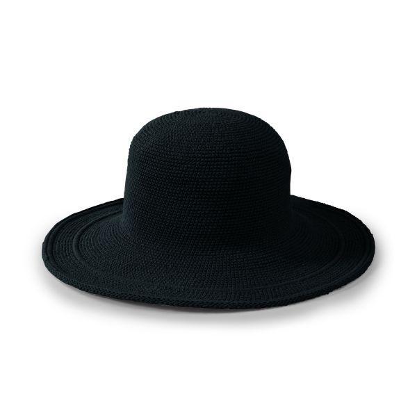San Diego Hat Company Women's Cotton Crochet Hat Large Brim CHL5, Black