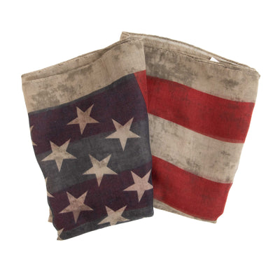 SCARF - Womens Distressed Woven American Flag Scarf