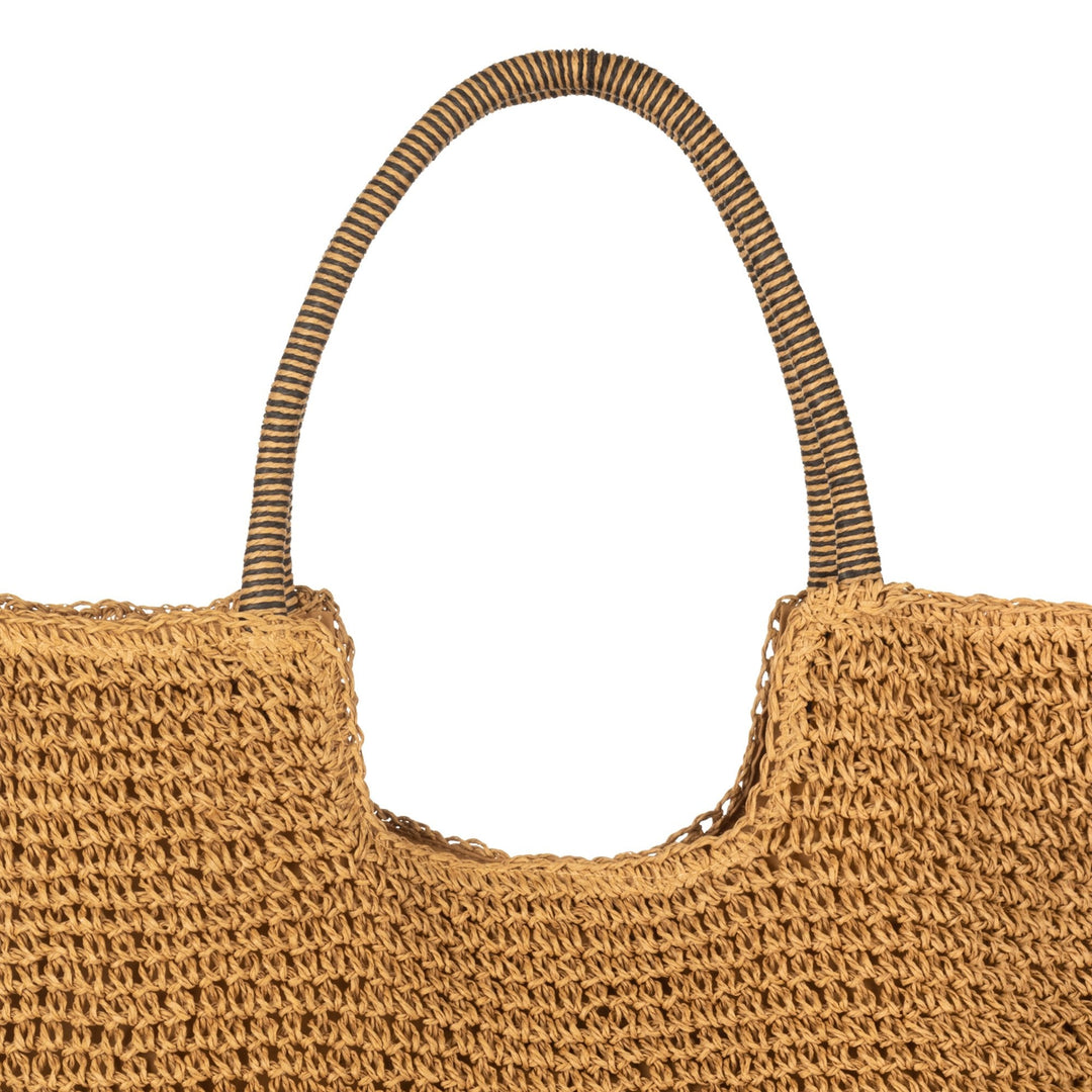 Tote with Straw Wrapped Handles and Polyester Lining – San