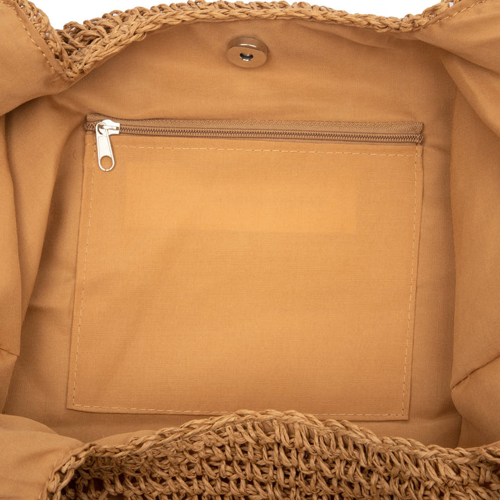 Tote with Straw Wrapped Handles and Polyester Lining – San