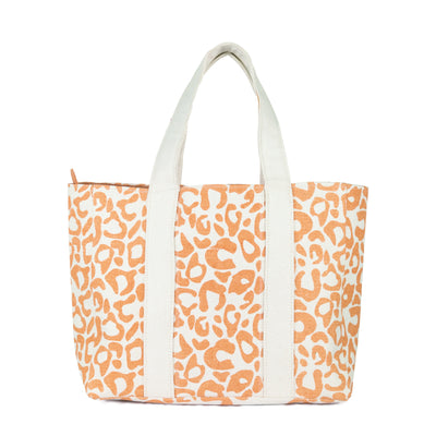 TOTE - Leopard Printed Tote With Hidden Pocket At Front & Zip Closure