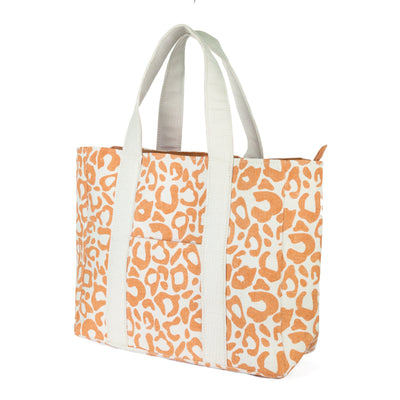 TOTE - Leopard Printed Tote With Hidden Pocket At Front & Zip Closure