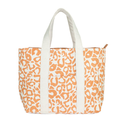 TOTE - Leopard Printed Tote With Hidden Pocket At Front & Zip Closure