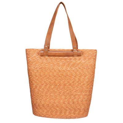 TOTE - Daydreamer - Wheat Straw Tote With Leather Handles