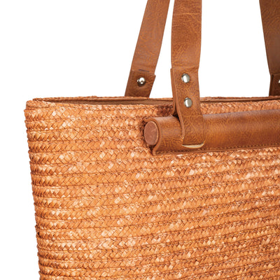 TOTE - Daydreamer - Wheat Straw Tote With Leather Handles