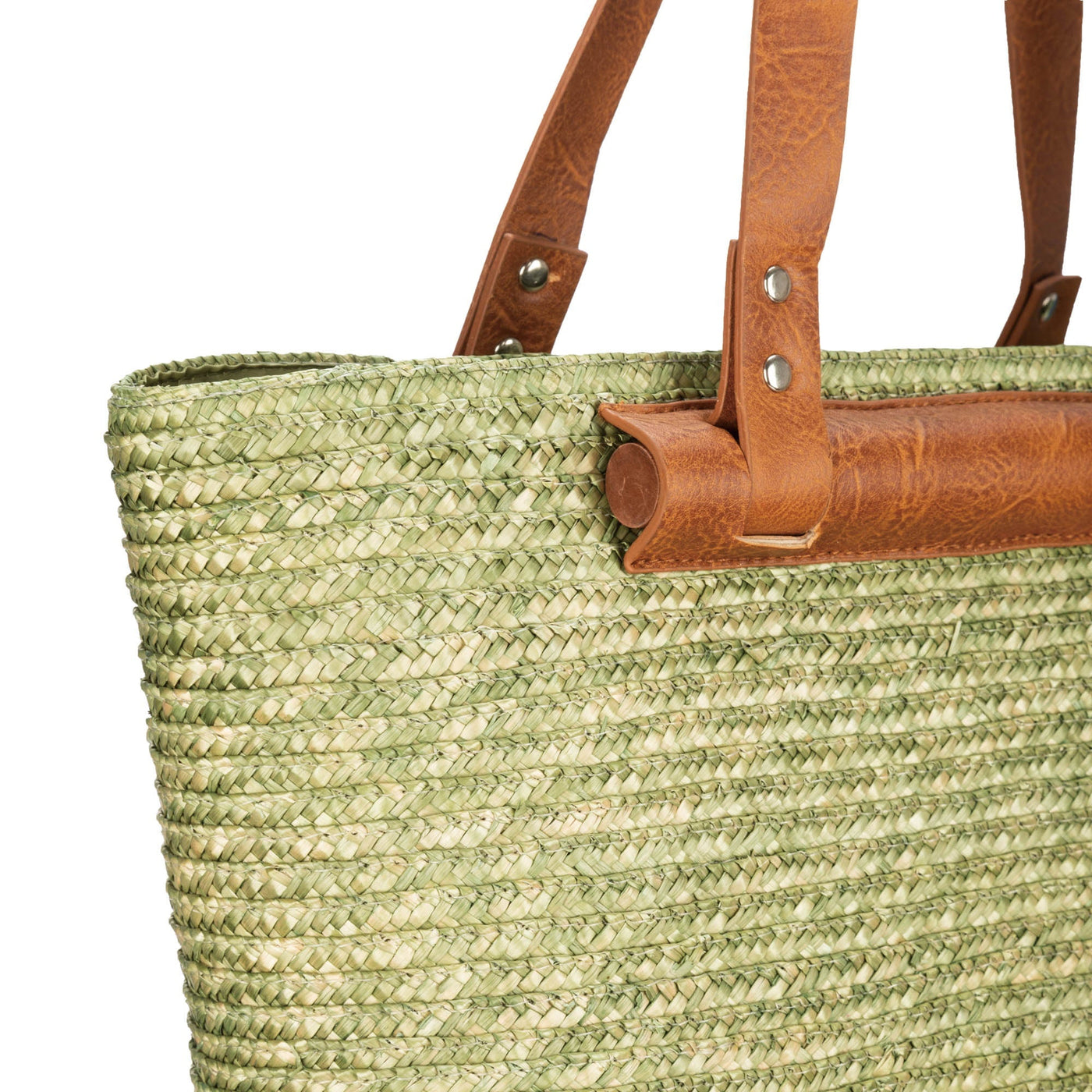 TOTE - Daydreamer - Wheat Straw Tote With Leather Handles