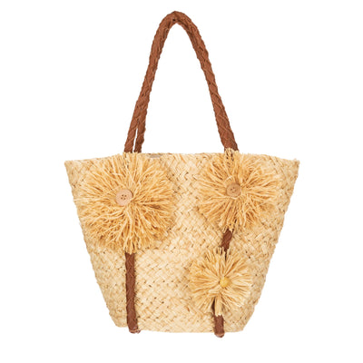 HANDBAG - Blissful - Straw Hand Bag With Straw Embellishments