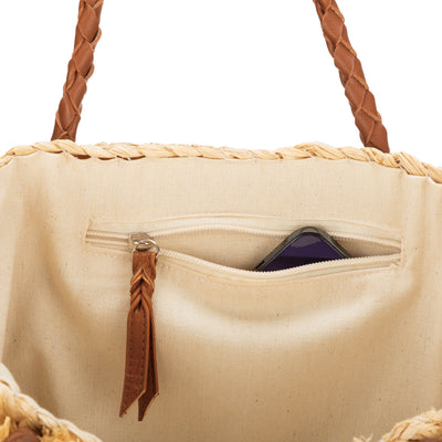 HANDBAG - Blissful - Straw Hand Bag With Straw Embellishments