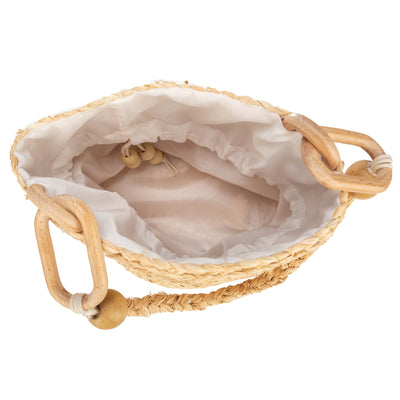 HANDBAG - Easy Breezy - Woven Bucket Handbag With Wooden Handle