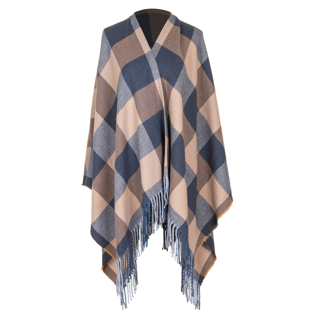 Maddie - Womens Woven Plaid Open Front Poncho – San Diego