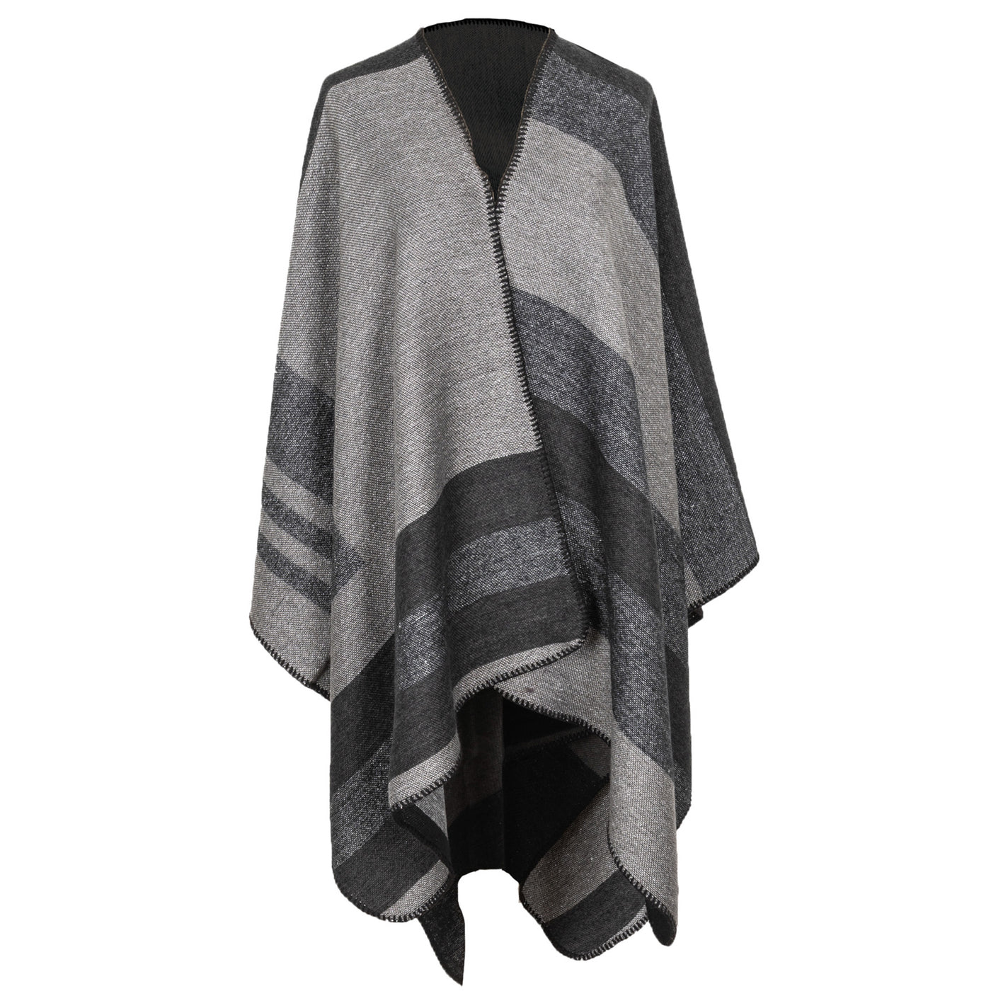 Patty - Womens Woven Striped Open Front Poncho-PONCHO-San Diego Hat Company