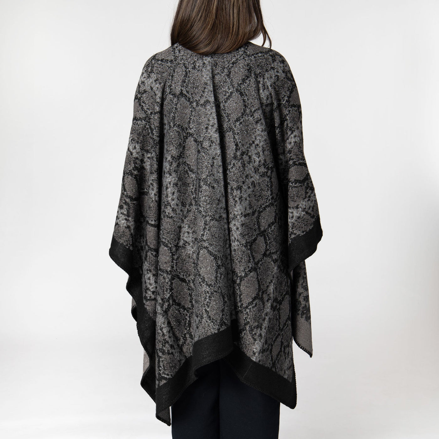 PONCHO - Reese - Womens Jacquard Snake Open Front Poncho