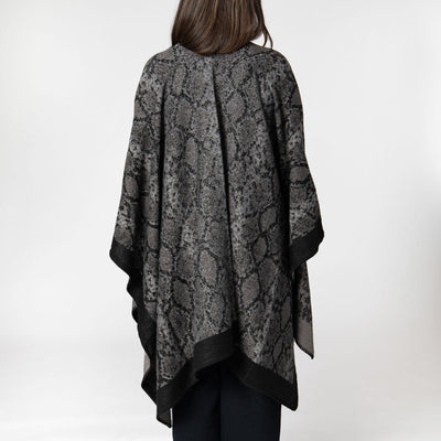 PONCHO - Reese - Womens Jacquard Snake Open Front Poncho