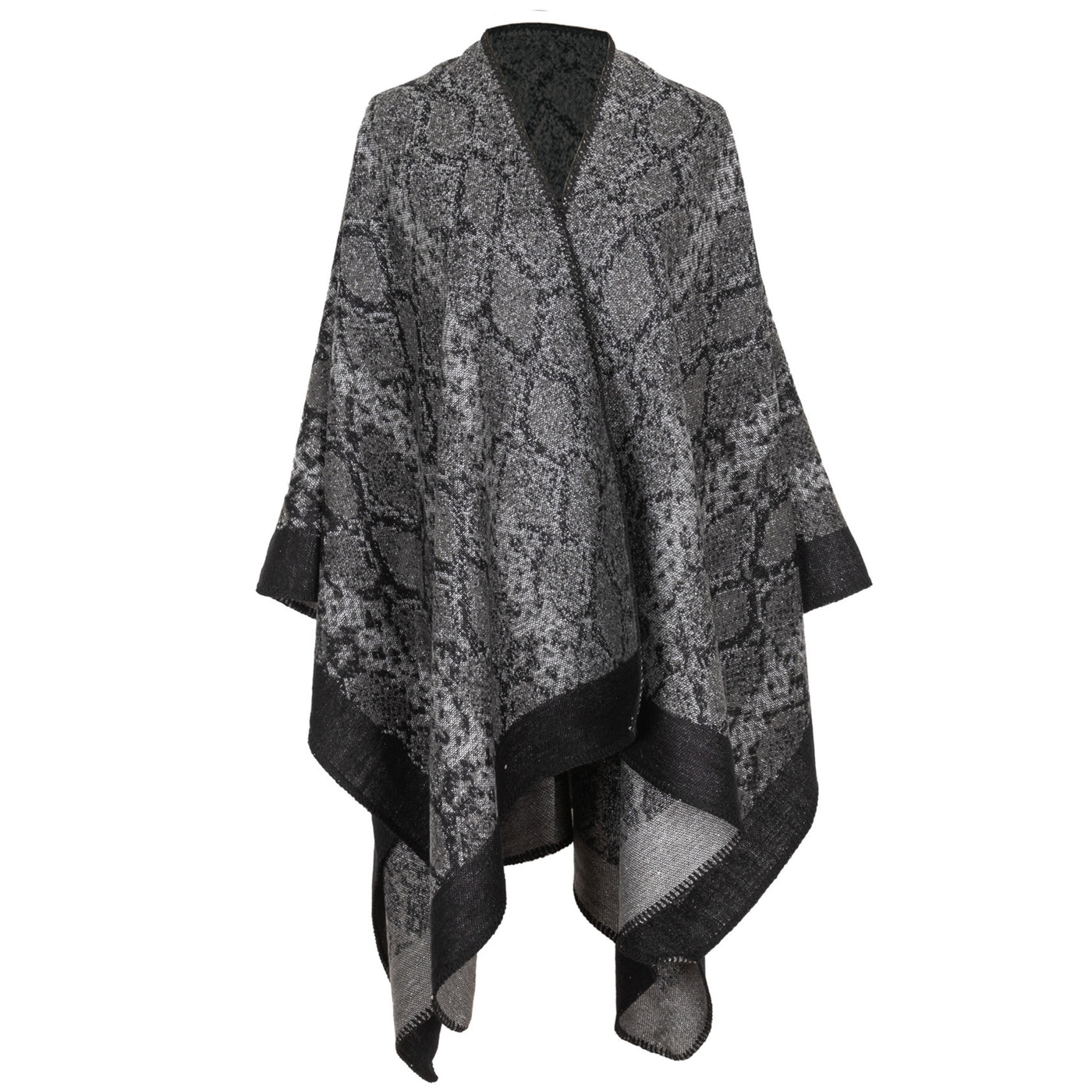 Reese - Womens Jacquard Snake Open Front Poncho-PONCHO-San Diego Hat Company