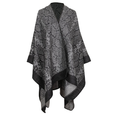 Reese - Womens Jacquard Snake Open Front Poncho-PONCHO-San Diego Hat Company