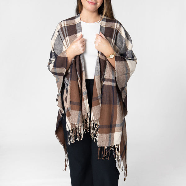 トップス evam eva shadow check gathered poncho evam eva shadow check gathered poncho - メルカリ