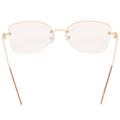 GLASSES - Womens Metal Frame, Curved Brow Readers