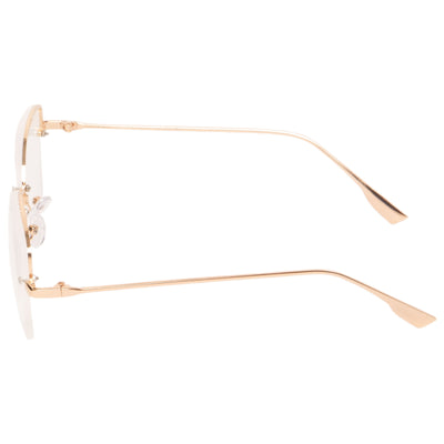 GLASSES - Womens Metal Frame, Curved Brow Readers