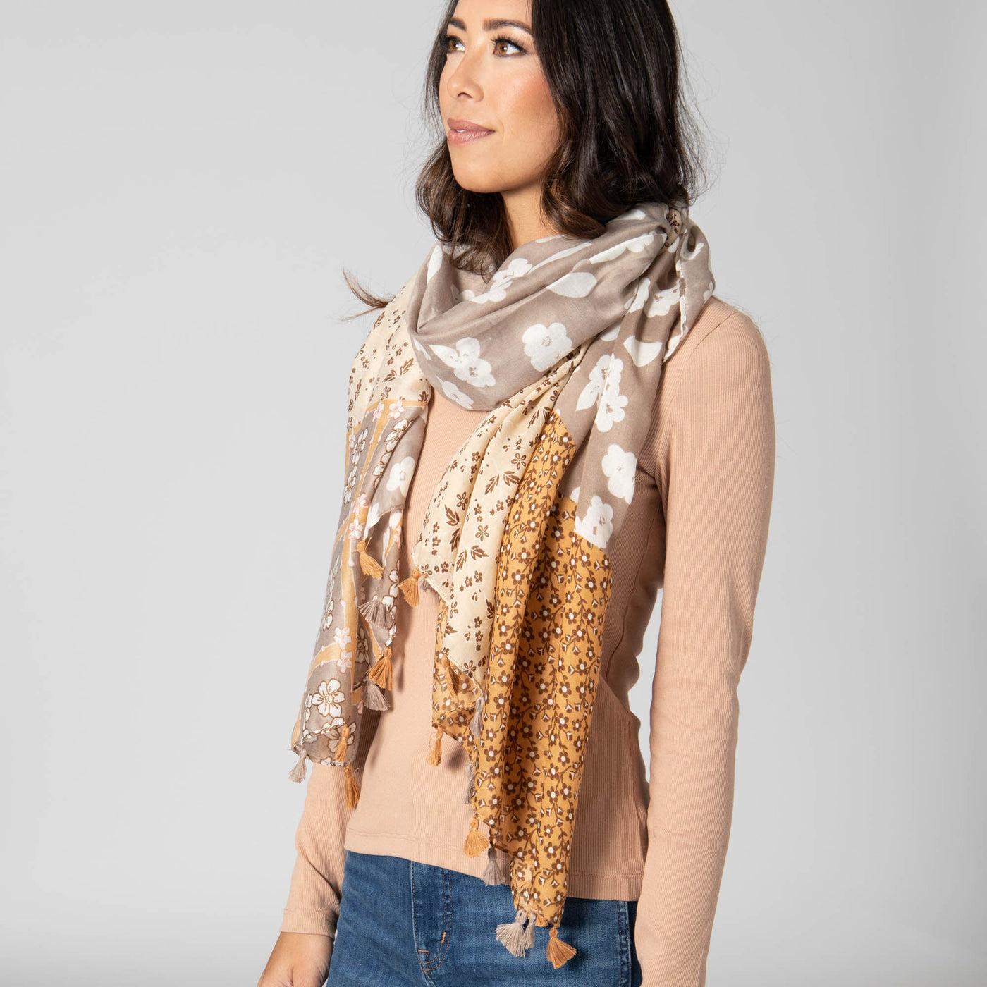 SCARF - Natural Beauty - Light Weight Woven Multi Floral Scarf