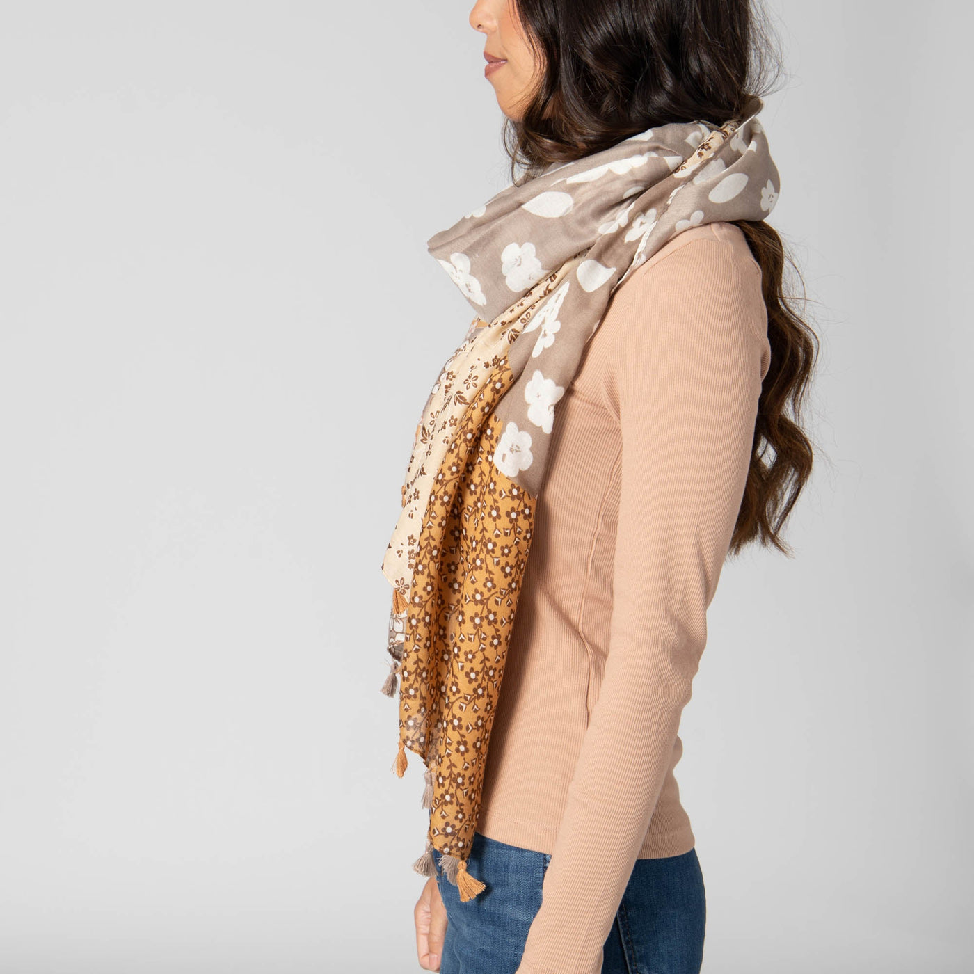 SCARF - Natural Beauty - Light Weight Woven Multi Floral Scarf