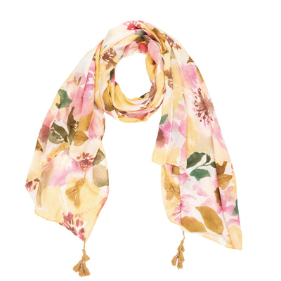 SCARF - Soak Up The Sun - Light Weight Woven Abstract Floral Scarf