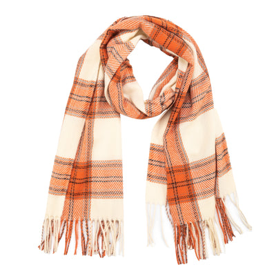 SCARF - Ella - Women's Woven Plaid Scarf W/ Fringe