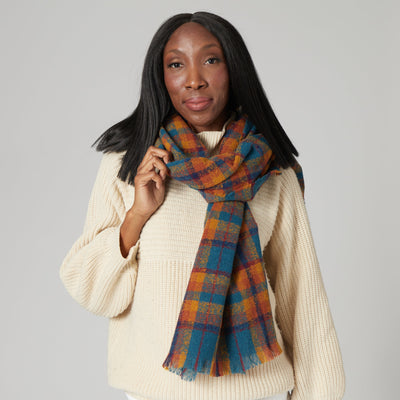 SCARF - Fay - Women's Woven Plaid Scarf W/ Raw Edges