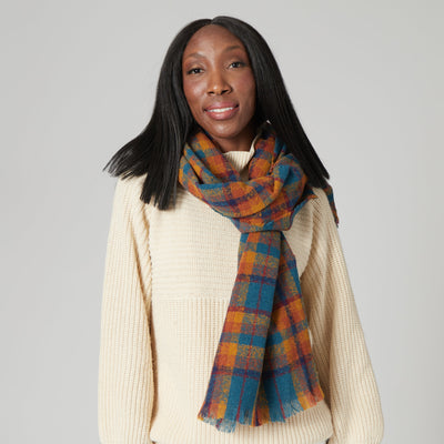 SCARF - Fay - Women's Woven Plaid Scarf W/ Raw Edges