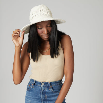 CROCHET - Women's Cotton Crochet Hat With A Large Brim