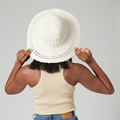 CROCHET - Women's Cotton Crochet Hat With A Large Brim