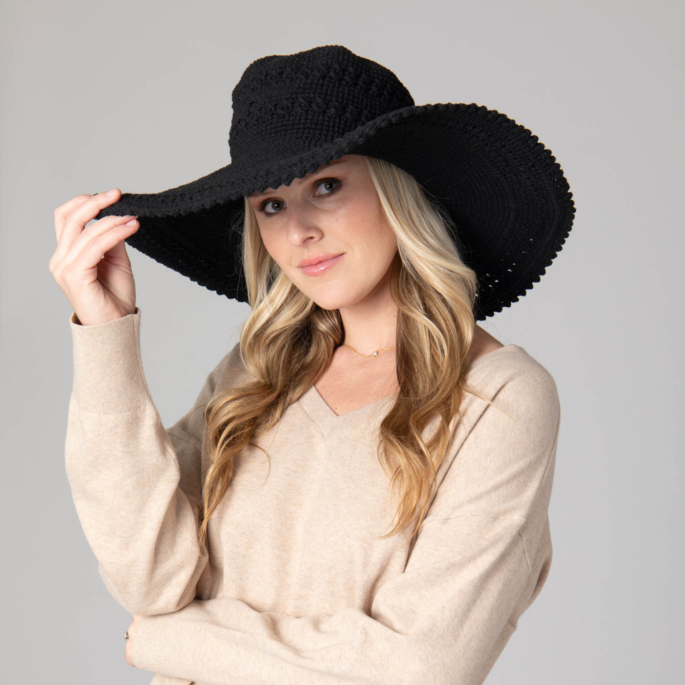 Women's Oversized Brim Crochet w/ Scalloped Edge-CROCHET-San Diego Hat Company