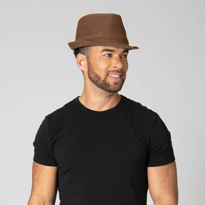 FEDORA - Mens Cut And Sew Waxed Cotton Stingy Brim Fedora