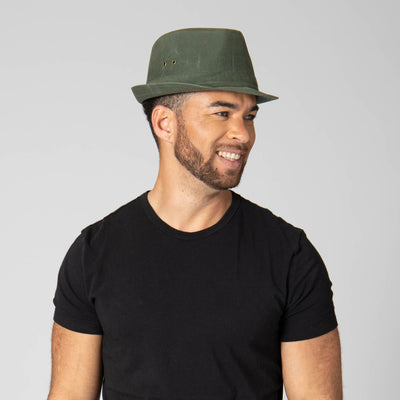 FEDORA - Mens Cut And Sew Waxed Cotton Stingy Brim Fedora