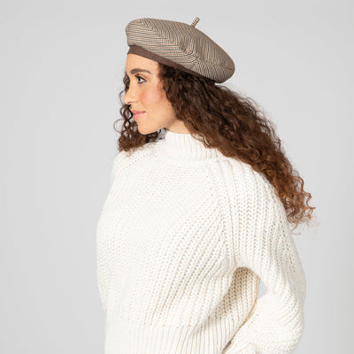 BERET - Women's Plaid Beret W/ Faux Suede Band