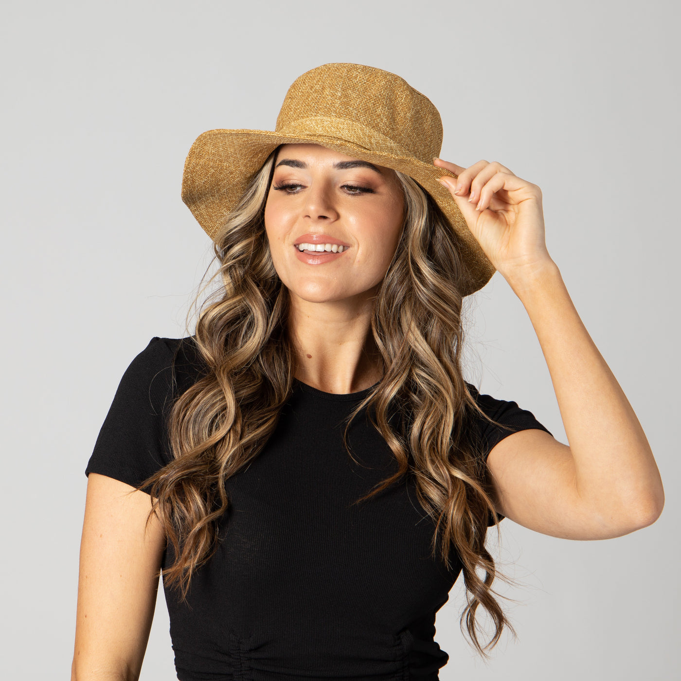 BUCKET - Women's Cut & Sew Wide Brim Woven Paper Bucket Hat