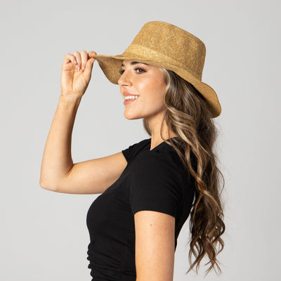 BUCKET - Women's Cut & Sew Wide Brim Woven Paper Bucket Hat