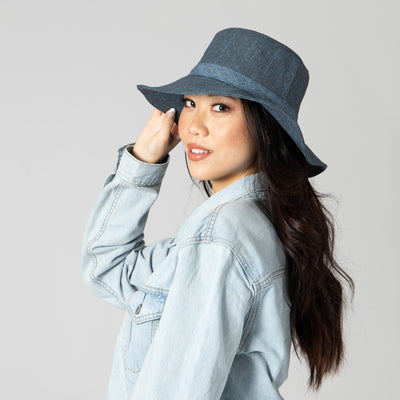 BUCKET - Women's Cut & Sew Wide Brim Woven Paper Bucket Hat