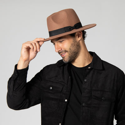 FEDORA - Men's Faux Felt Fedora With Grosgrain