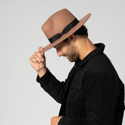 FEDORA - Men's Faux Felt Fedora With Grosgrain