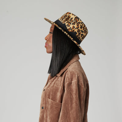 FEDORA - Faux Felt Leopard Print Fedora