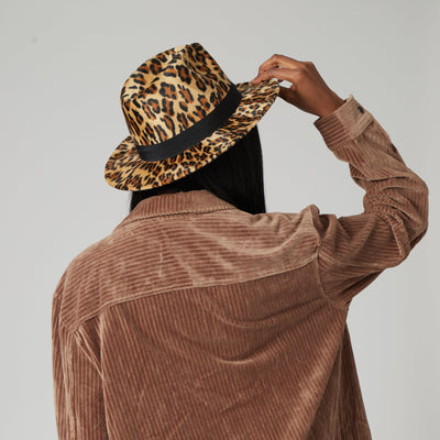 FEDORA - Faux Felt Leopard Print Fedora