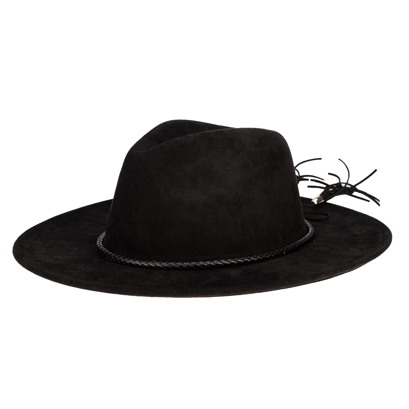 FEDORA - Faux Suede Fedora With Tassel Back Bow