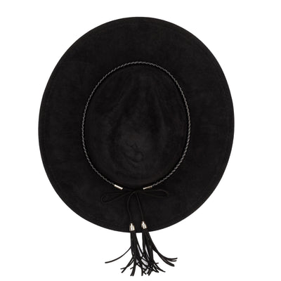 FEDORA - Faux Suede Fedora With Tassel Back Bow