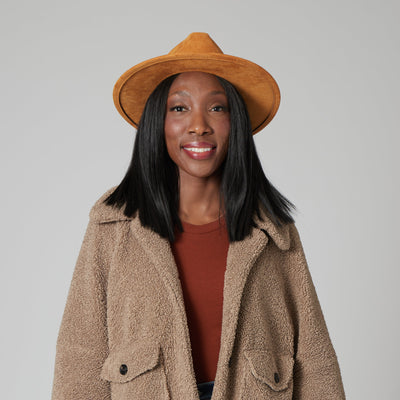 FEDORA - Faux Suede Fedora With Tassel Back Bow