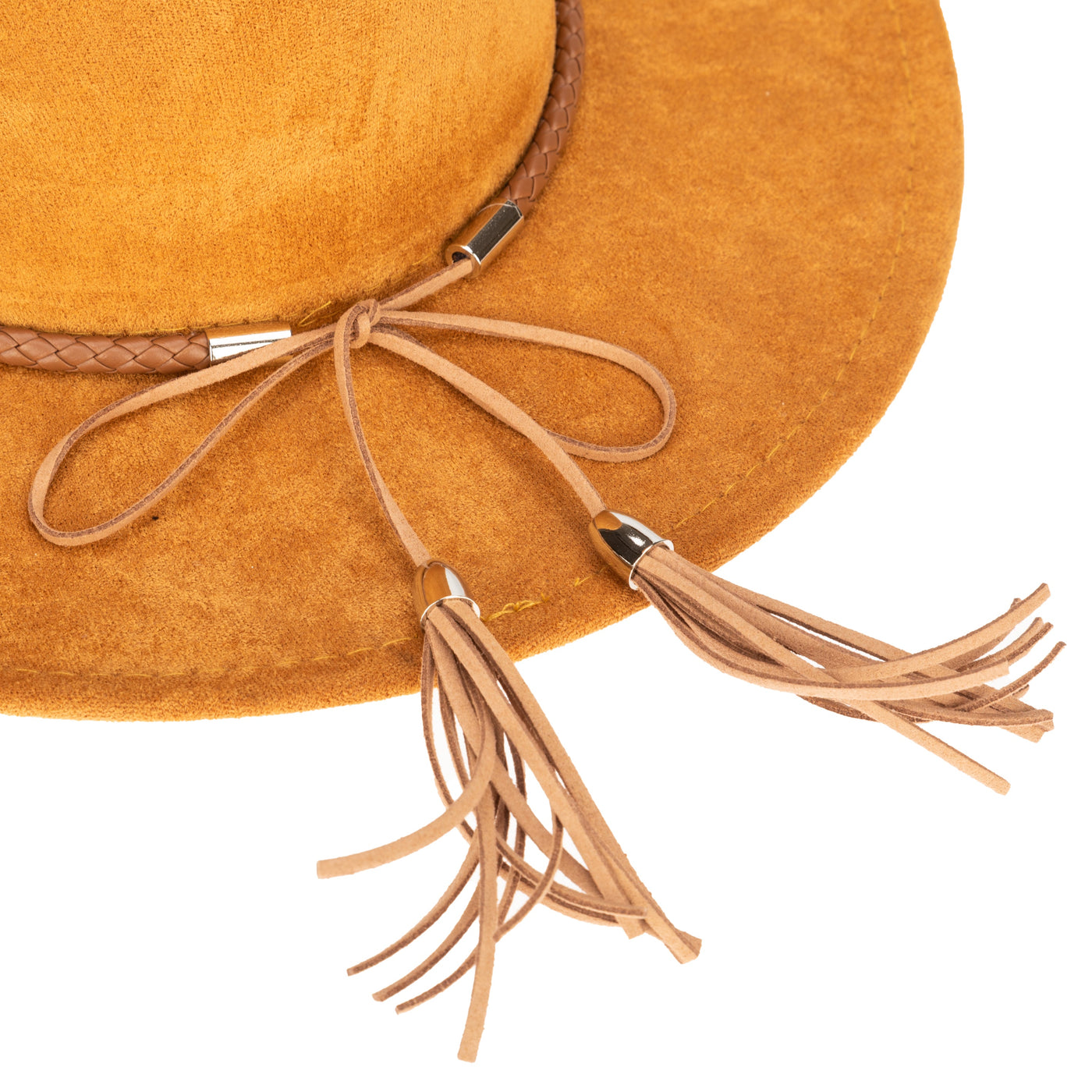 FEDORA - Faux Suede Fedora With Tassel Back Bow